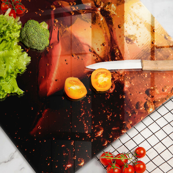 Üveg vágódeszka Cola ital jéggel