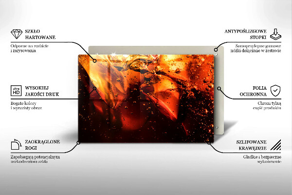 Üveg vágódeszka Cola ital jéggel