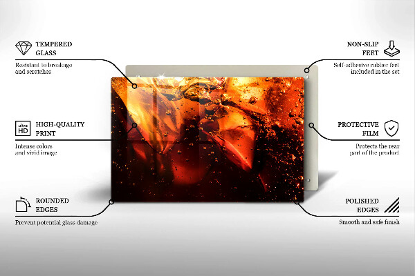 Üveg vágódeszka Cola ital jéggel