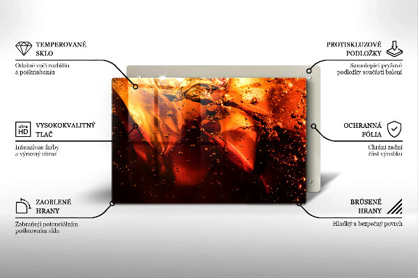 Üveg vágódeszka Cola ital jéggel