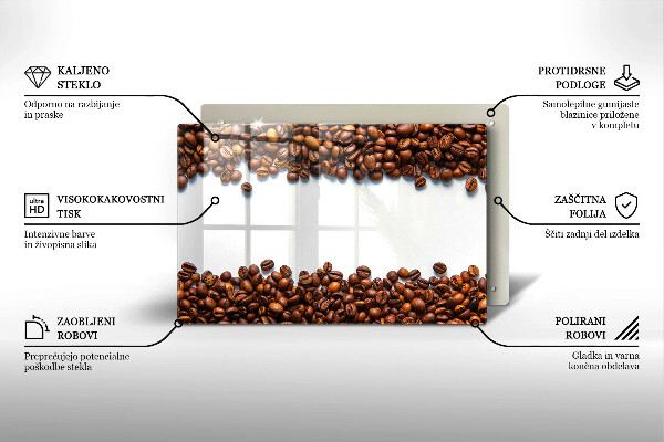 Üveg vágódeszka Kávébab