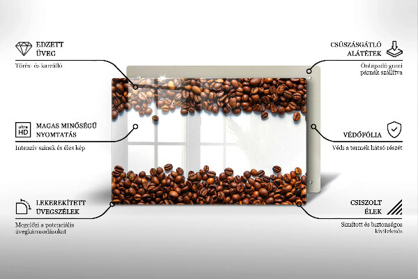 Üveg vágódeszka Kávébab