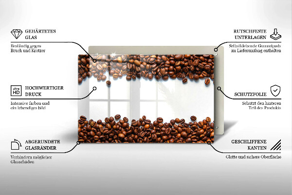 Üveg vágódeszka Kávébab