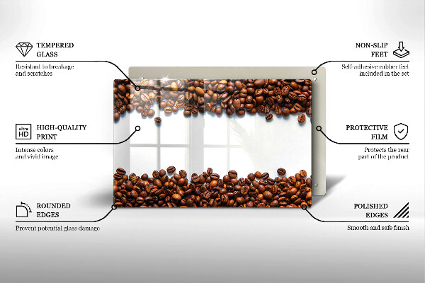 Üveg vágódeszka Kávébab