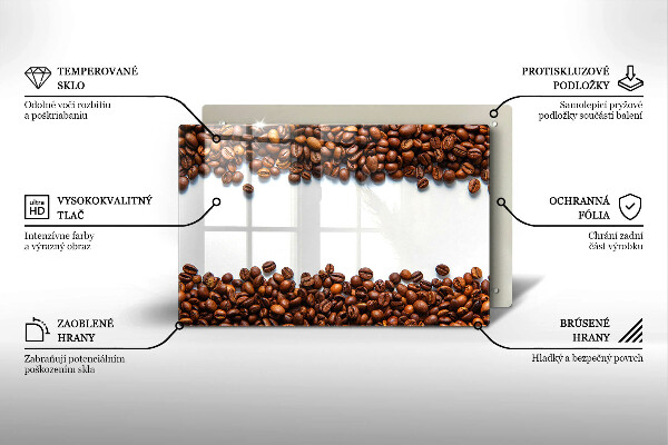 Üveg vágódeszka Kávébab