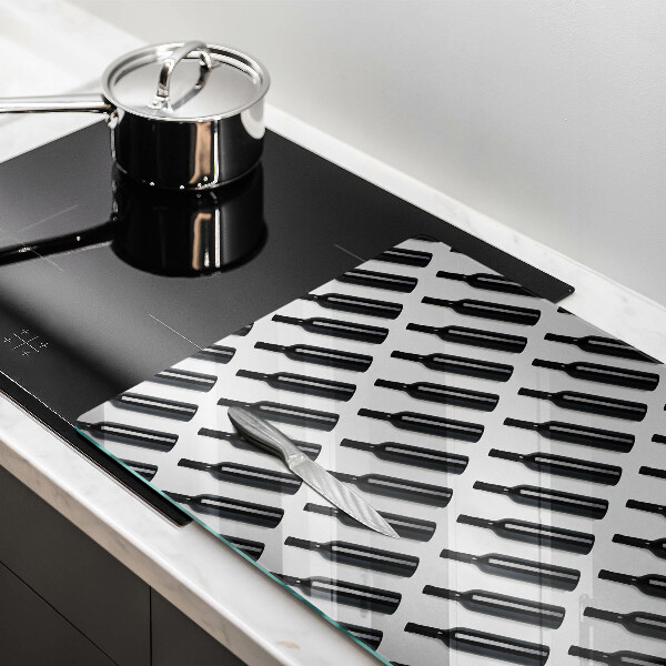 Üveg vágódeszka Fekete borosüvegek