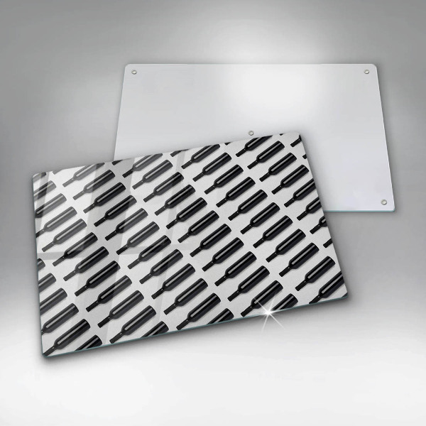 Üveg vágódeszka Fekete borosüvegek