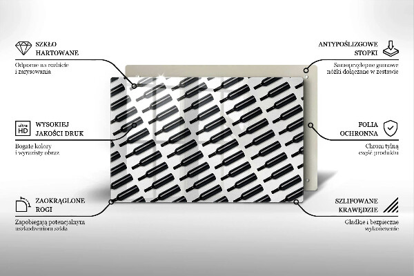 Üveg vágódeszka Fekete borosüvegek