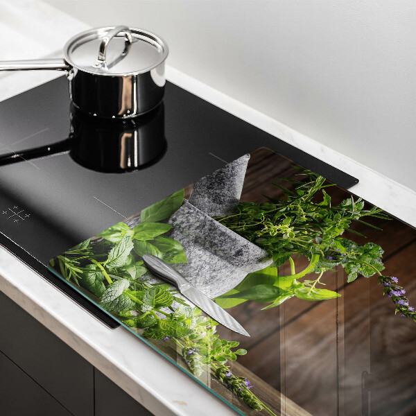 Üveg vágódeszka Zöld gyógynövények