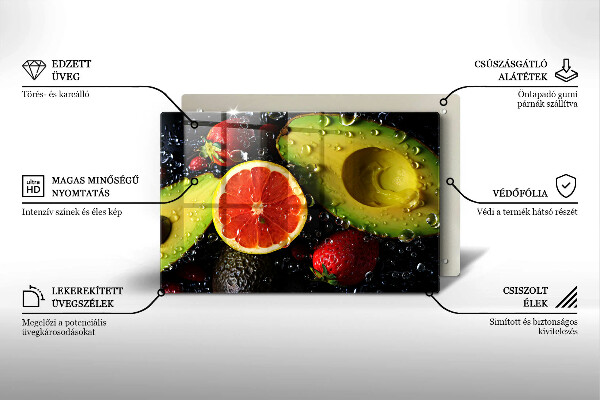 Üveg vágódeszka Gyümölcsök és zöldségek