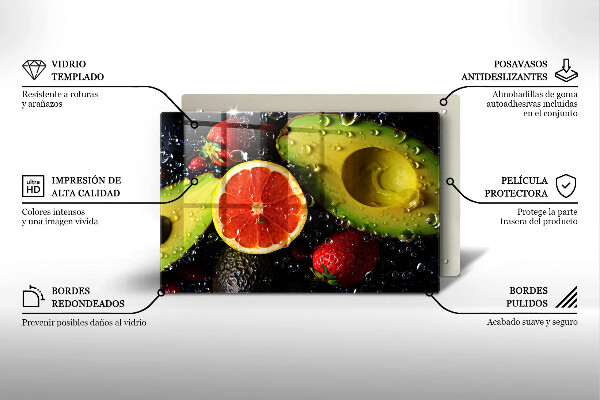 Üveg vágódeszka Gyümölcsök és zöldségek