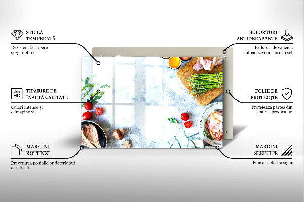 Üveg vágódeszka Hozzávalók a konyhában