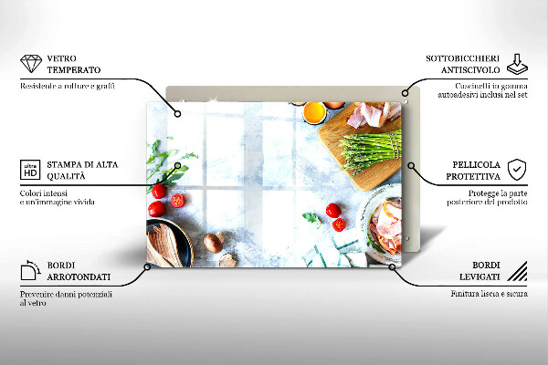 Üveg vágódeszka Hozzávalók a konyhában