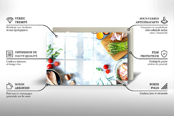 Üveg vágódeszka Hozzávalók a konyhában