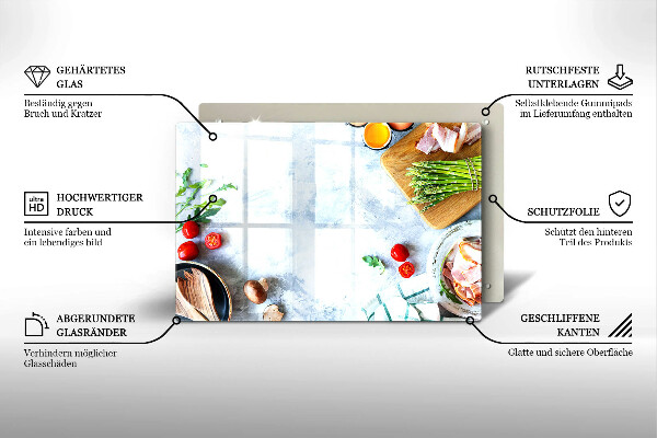 Üveg vágódeszka Hozzávalók a konyhában