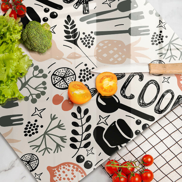 Üveg vágódeszka Rajzfilm konyhai motívum