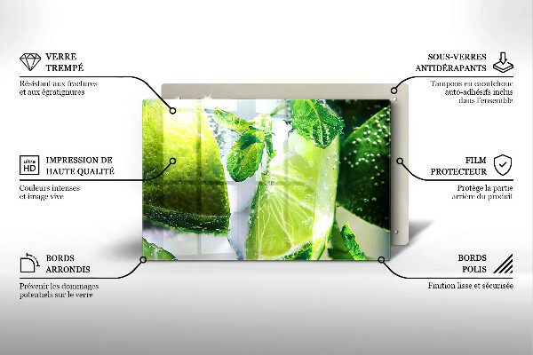 Üveg vágódeszka Víz mésszel és jéggel