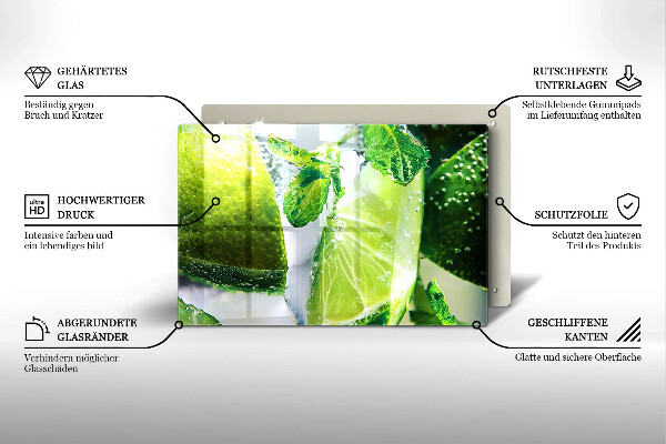 Üveg vágódeszka Víz mésszel és jéggel