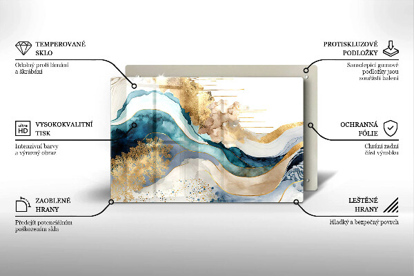 Üveg vágódeszka Színes márvány