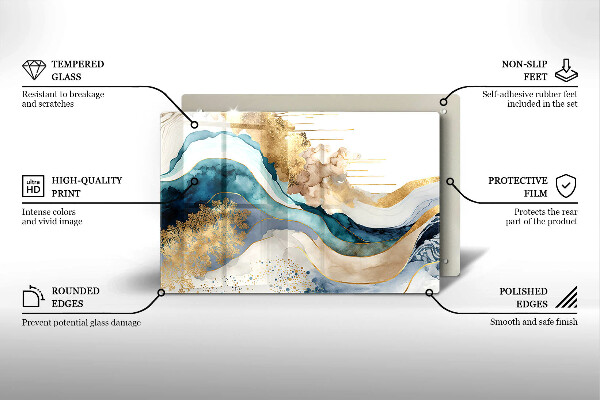 Üveg vágódeszka Színes márvány