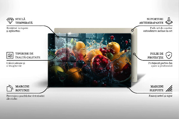 Üveg vágódeszka Gyümölcsök vízben