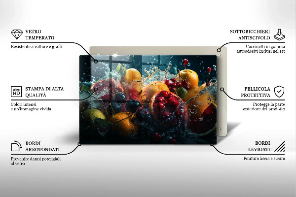 Üveg vágódeszka Gyümölcsök vízben