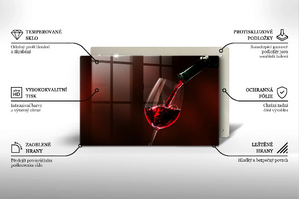 Üveg vágódeszka Egy pohár bor