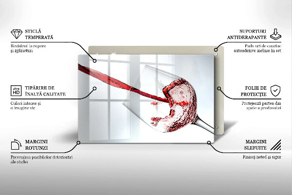 Üveg vágódeszka vörösbor