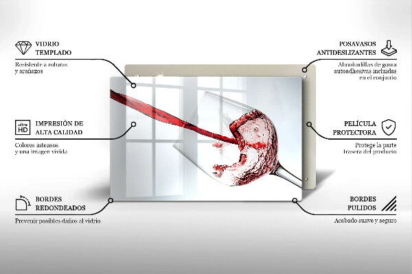 Üveg vágódeszka vörösbor