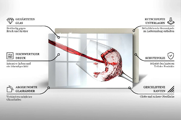 Üveg vágódeszka vörösbor