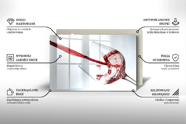Üveg vágódeszka vörösbor