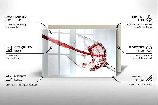 Üveg vágódeszka vörösbor