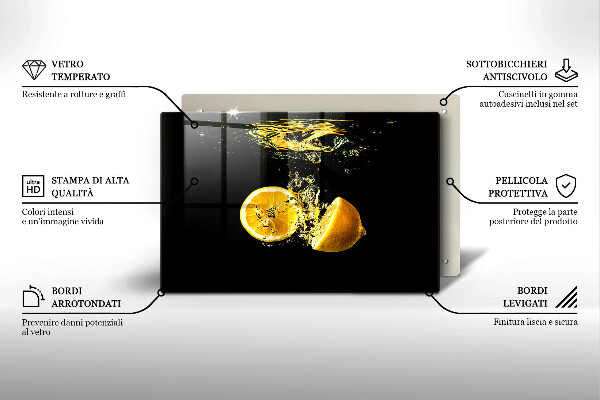 Üveg vágódeszka Lédús citrom gyümölcs