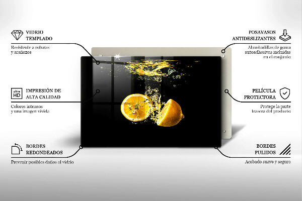 Üveg vágódeszka Lédús citrom gyümölcs