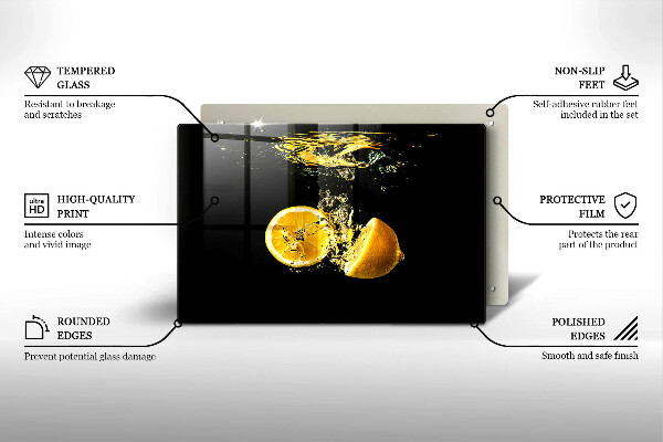 Üveg vágódeszka Lédús citrom gyümölcs