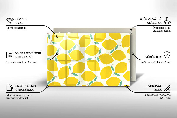 Üveg vágódeszka Rajzfilm citrom