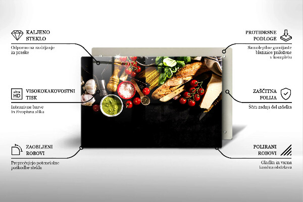 Üveg vágódeszka Olasz alapanyagok és fűszerek