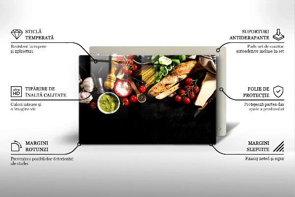 Üveg vágódeszka Olasz alapanyagok és fűszerek