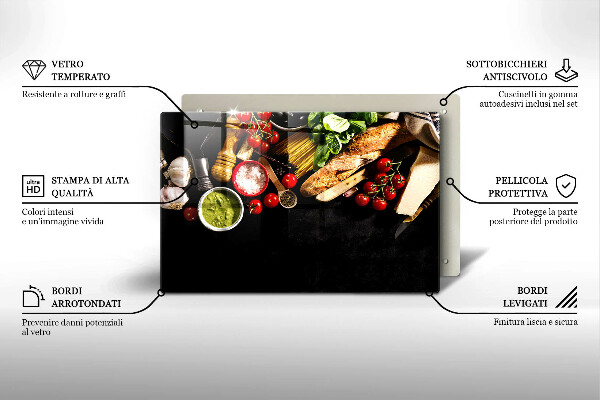 Üveg vágódeszka Olasz alapanyagok és fűszerek