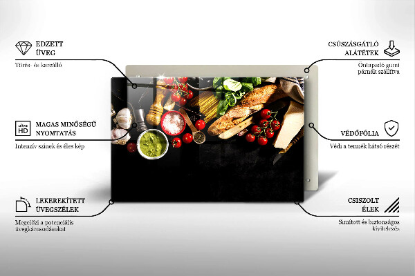 Üveg vágódeszka Olasz alapanyagok és fűszerek