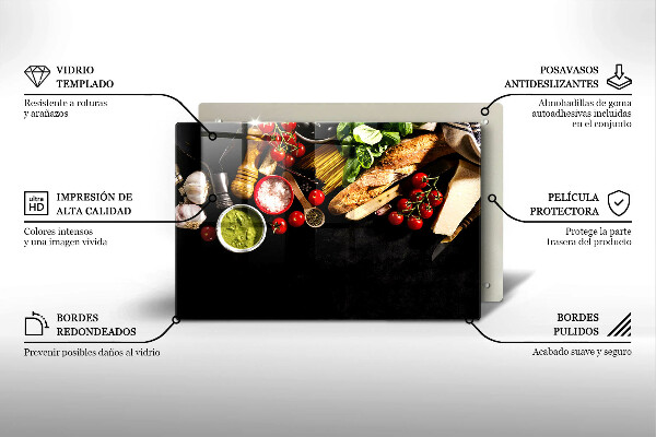 Üveg vágódeszka Olasz alapanyagok és fűszerek