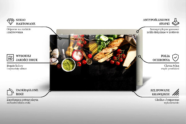 Üveg vágódeszka Olasz alapanyagok és fűszerek