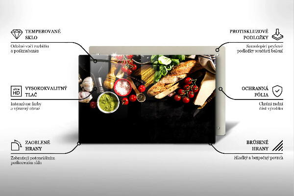 Üveg vágódeszka Olasz alapanyagok és fűszerek