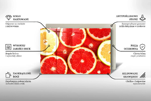 Üveg vágódeszka Grapefruit szeletek