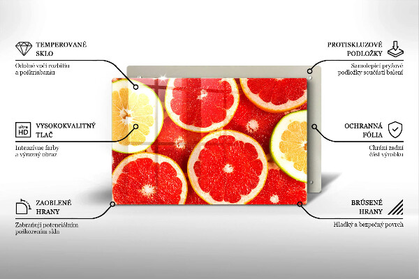 Üveg vágódeszka Grapefruit szeletek