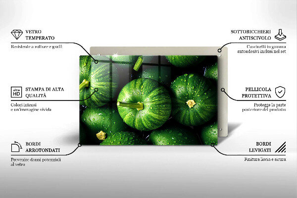 Üveg vágódeszka Zöld sütőtök