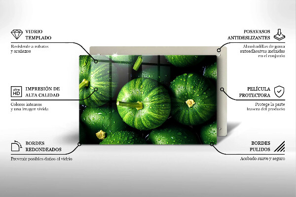 Üveg vágódeszka Zöld sütőtök