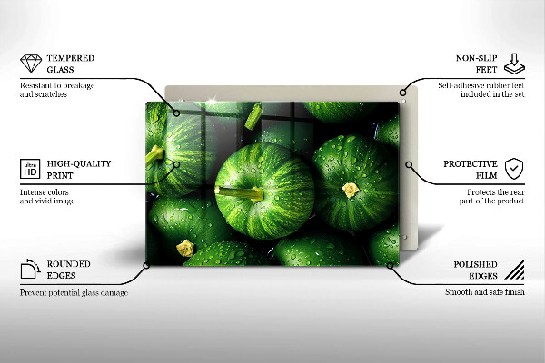 Üveg vágódeszka Zöld sütőtök