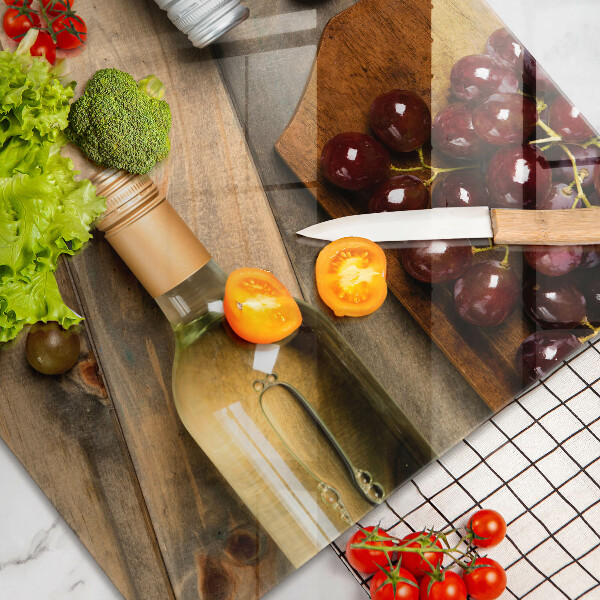 Üveg vágódeszka Borosüvegek és szőlő