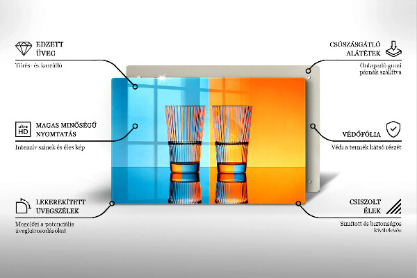 Üveg vágódeszka Két pohár vizet